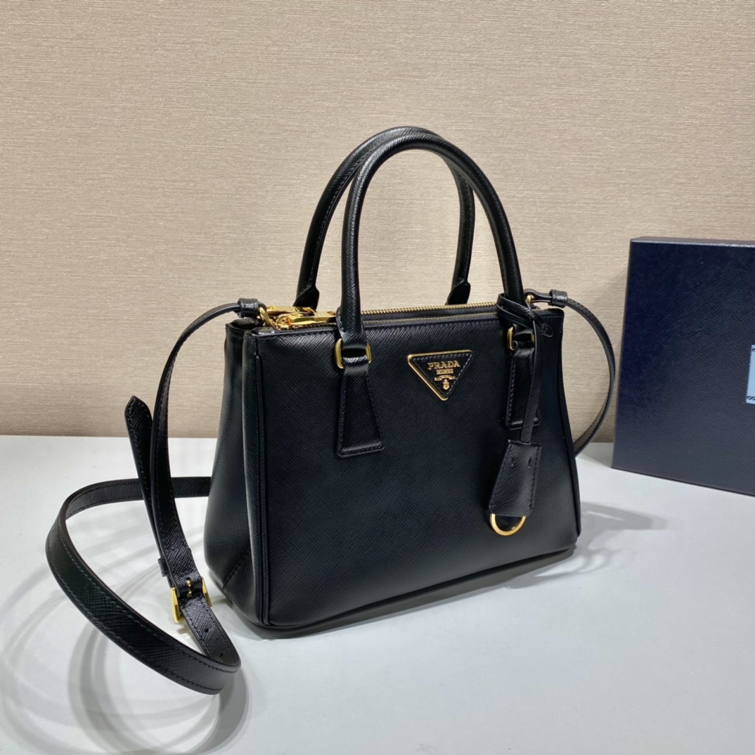 Prada Small Galleria Saffiano Leather Bag Tote Shoulder Bag Black 1BA896 